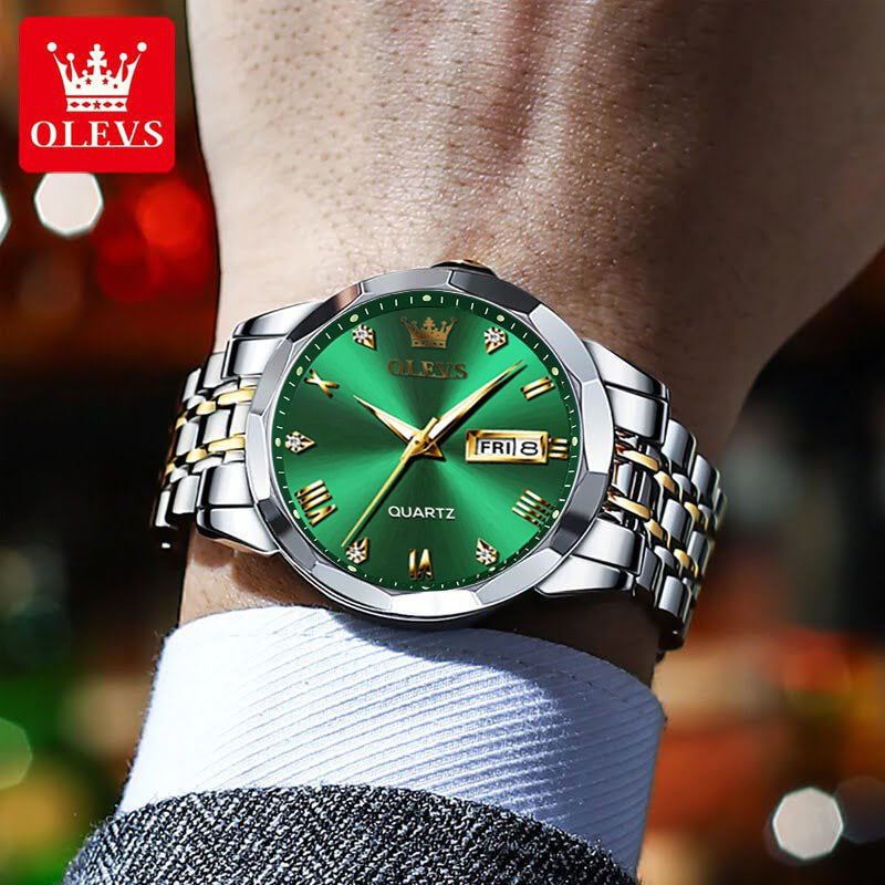 OLEVS 9931G New Exclusive Design Quartz Watch for Men Green